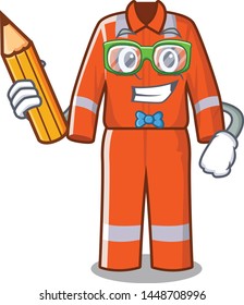 Student working overalls isolated in the mascot