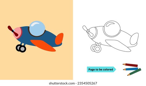Student worksheet, airplane coloring. suitable for training children's creativity.