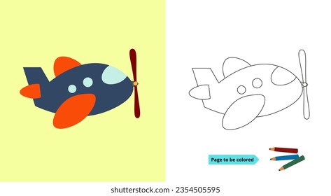 Student worksheet, airplane coloring. suitable for training children's creativity.