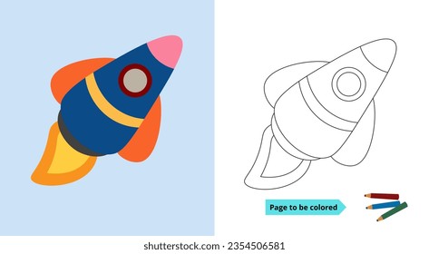Student worksheet, rocket coloring. suitable for training children's creativity.