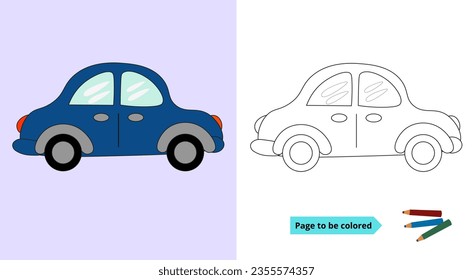 Student worksheets, car coloring. suitable for training children's creativity.