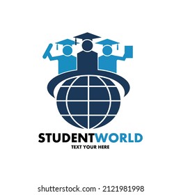 Student world vector logo template. This design use human and earth symbol. Suitable for education