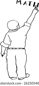 A student writing on whiteboard