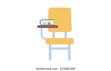 Student Writing Pad Chair Icon For Web. Simple School Chair With Writing Board Sign Vector Design. Minimalist Student Desk Chair Web Icon Isolated On White Background. Writing Chair Logo Clipart