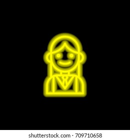 Student yellow glowing neon ui ux icon. Glowing sign logo vector