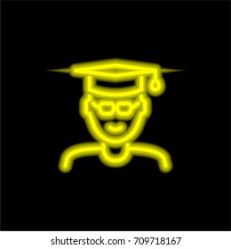 Student yellow glowing neon ui ux icon. Glowing sign logo vector