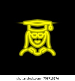 Student yellow glowing neon ui ux icon. Glowing sign logo vector