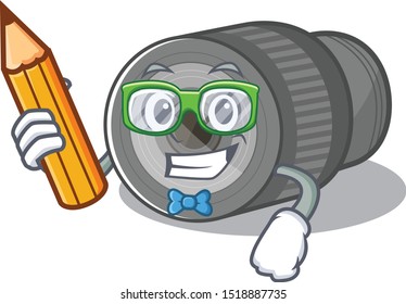 Student zoom lens in a cartoon bag