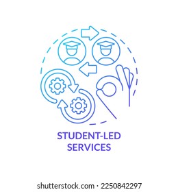 Student-led services blue gradient concept icon. Where to get help abstract idea thin line illustration. Promoting personal development. Isolated outline drawing. Myriad Pro-Bold font used