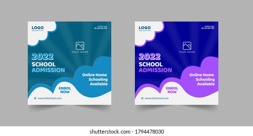 Students Admission social media post, Back to school admission promotion social media web banner post, template design, education advertisement