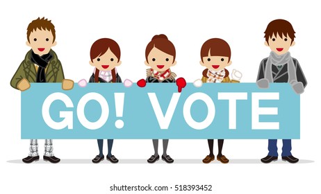 Students appeal Voting with Placard - winter