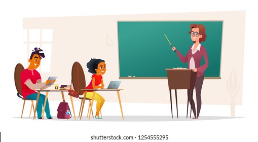 Students or applicants in the classroom. The teacher leads a lecture. The concept of the educational process