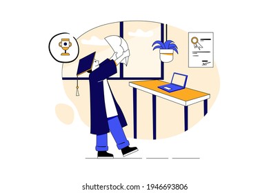 Students Attending Online Classes Vector Illustration concept. Flat illustration isolated on white background.