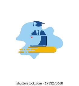 students attending virtual ceremonies vector illustration