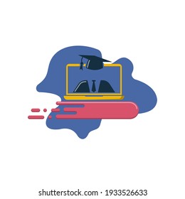 students attending virtual ceremonies vector illustration