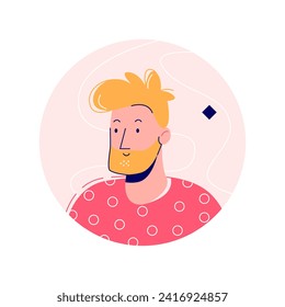 Students avatar in cartoon design. A young person's avatar created specifically for study materials, featuring a visually appealing and student-friendly design. Vector illustration.