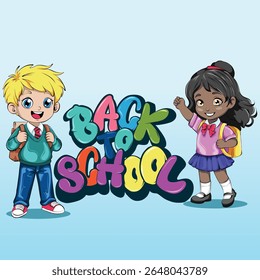Ilustração de Estudantes de Volta à Escola