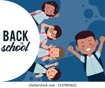 students and back to school lettering