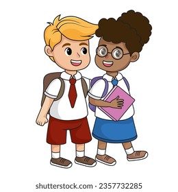 students back to school standing icon isolated