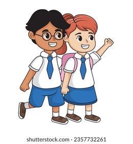 students back to school in uniform icon isolated