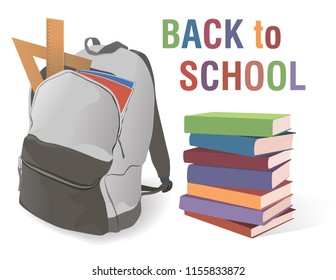 Student's bag and school books