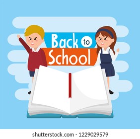 students boy and girl wearing uniform with notebook