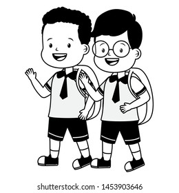 students boys with backpack back to school vector illustration