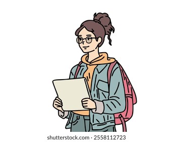 STUDENTS ARE BRINGING LAPTOPES TO CAMPUS. COOL AND UNIQUE ILLUSTRATIONS SUITABLE FOR YOUR NEEDS. VECTOR FILES