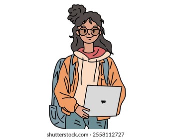 STUDENTS ARE BRINGING LAPTOPES TO CAMPUS. COOL AND UNIQUE ILLUSTRATIONS SUITABLE FOR YOUR NEEDS. VECTOR FILES