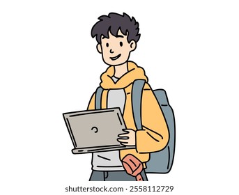 STUDENTS ARE BRINGING LAPTOPES TO CAMPUS. COOL AND UNIQUE ILLUSTRATIONS SUITABLE FOR YOUR NEEDS. VECTOR FILES