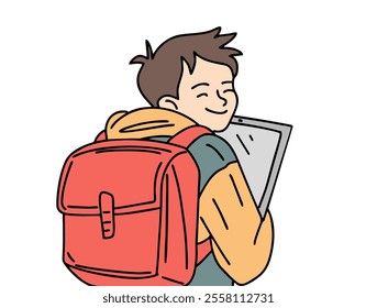 STUDENTS ARE BRINGING LAPTOPES TO CAMPUS. COOL AND UNIQUE ILLUSTRATIONS SUITABLE FOR YOUR NEEDS. VECTOR FILES