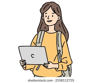 STUDENTS ARE BRINGING LAPTOPES TO CAMPUS. COOL AND UNIQUE ILLUSTRATIONS SUITABLE FOR YOUR NEEDS. VECTOR FILES