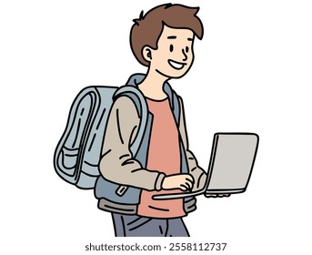 STUDENTS ARE BRINGING LAPTOPES TO CAMPUS. COOL AND UNIQUE ILLUSTRATIONS SUITABLE FOR YOUR NEEDS. VECTOR FILES