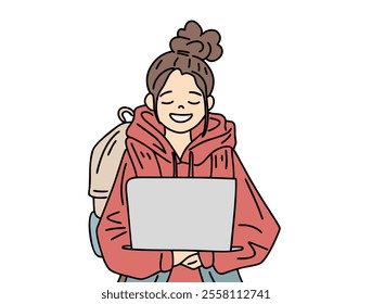 STUDENTS ARE BRINGING LAPTOPES TO CAMPUS. COOL AND UNIQUE ILLUSTRATIONS SUITABLE FOR YOUR NEEDS. VECTOR FILES