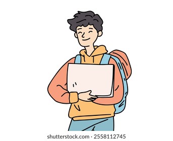 STUDENTS ARE BRINGING LAPTOPES TO CAMPUS. COOL AND UNIQUE ILLUSTRATIONS SUITABLE FOR YOUR NEEDS. VECTOR FILES