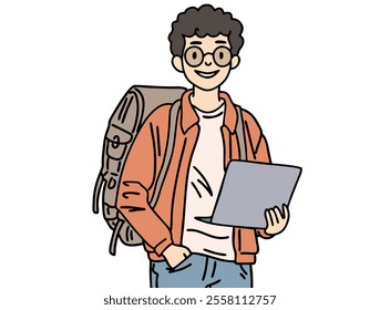 STUDENTS ARE BRINGING LAPTOPES TO CAMPUS. COOL AND UNIQUE ILLUSTRATIONS SUITABLE FOR YOUR NEEDS. VECTOR FILES