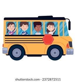 students bus for school illustration isolated