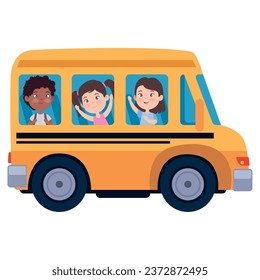 students bus side view illustration isolated