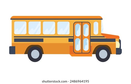 Transporte de autobús de estudiantes sobre fondo blanco.