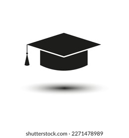 Student's cap in flat style. College cap, graduation cap, mortar board. Vector illustration.