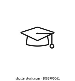 student's cap icon, thin line