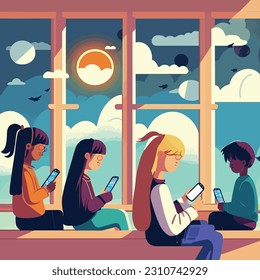 students with cell phones that are never separated wherever they are