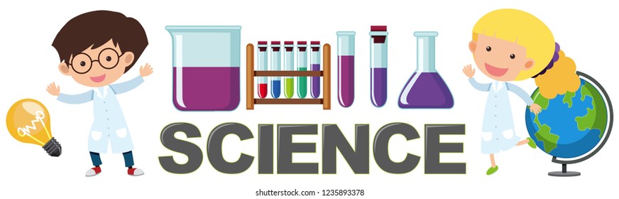 Students character with science element illustration