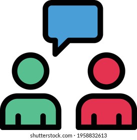students chat vector line colour icon