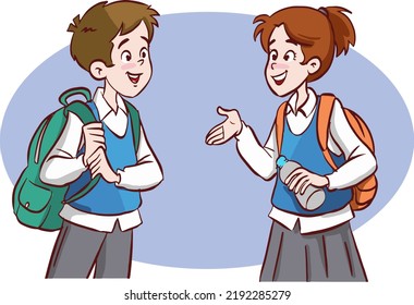 students chatting on their feet vector illustration