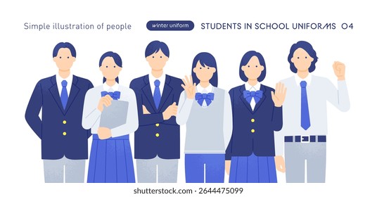 Students Cheering Exam Takers — Blazer Uniform Half-Length Vector Illustration