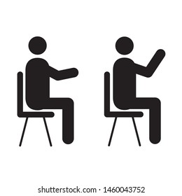 Students in the class icon design. Classroom, student, talking icon design. Element of education symbol design. Vector illustration.