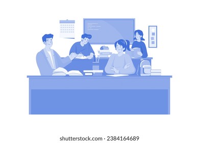 Students In The Classroom Illustration Concept