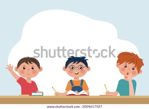 Students Classroom Reading Writing Different Emotions Stock Vector ...