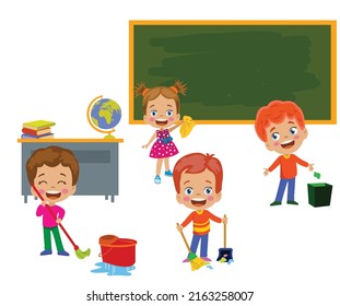 861 Children cleaning school Stock Illustrations, Images & Vectors ...